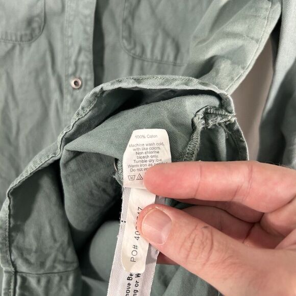 Madewell Jacket Women's Small Green Button Up Long Sleeve 100% Cotton - Picture 6 of 9
